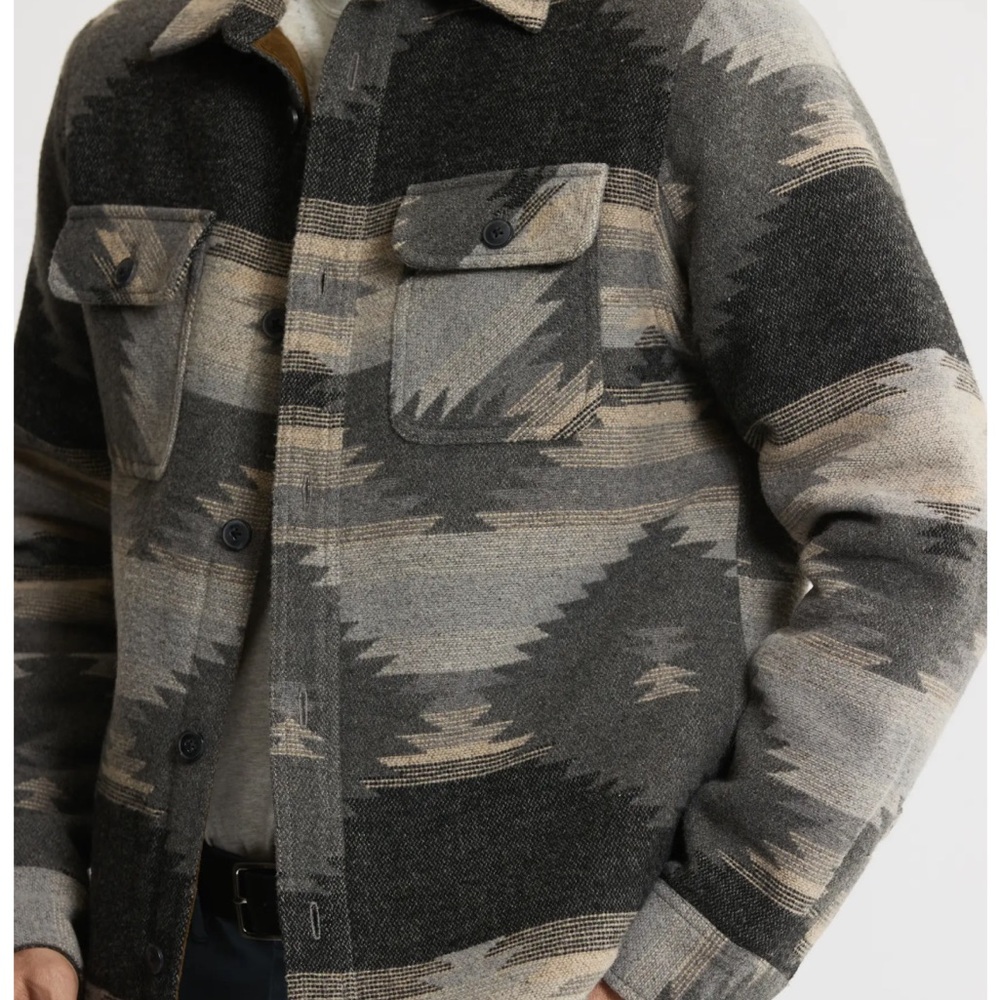 Jachs Patterned Overshirt in Gray and Black Aztec